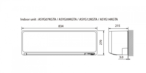 Fujitsu Design R32 ( ASYG07KGTA / AOYG07KGCA ) 2 kW-os inverteres klíma, mono, oldalfali split klíma - beltéri egység